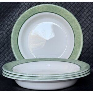 SOLD Corelle Infinia Salad Bowls Set Of 4 Green Linen 2004 2005 Excellent